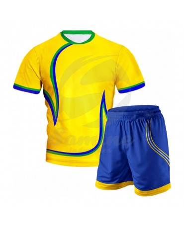 ST-10101 Yellow and Blue Short Volleyball Uniform