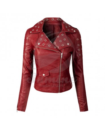 ST-5103 New Design Red Women Leather Jacket