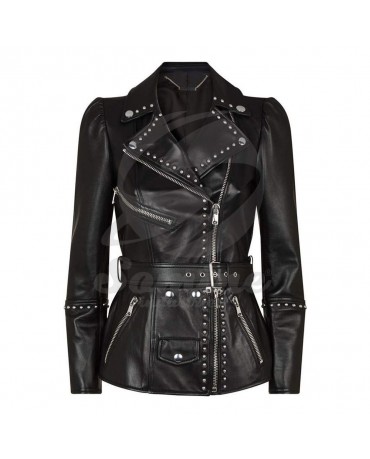 ST-5102 Black Leather Women Jacket
