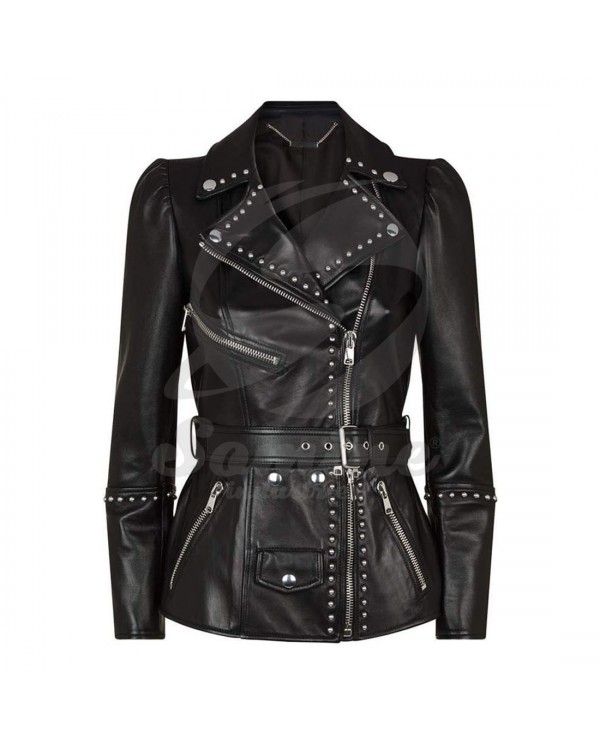 ST-5102 Black Leather Women Jacket