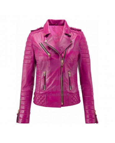  ST-5109 Pink Custom Leather Women Jacket