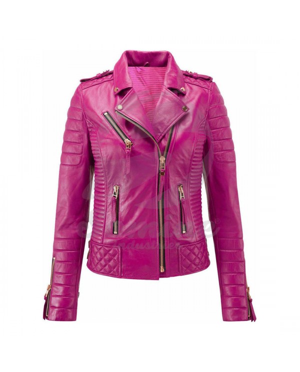  ST-5109 Pink Custom Leather Women Jacket