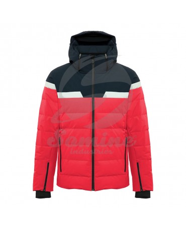 ST-7008 Custom Red and Black Hooded Bubble Jacket