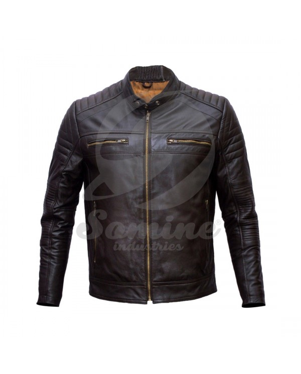  Tailored Fit Leather Men Jacket